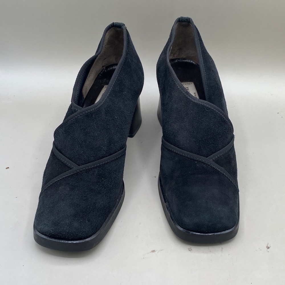 Wilkes Bashford Italy Suede Block Heel shoes size 37 made in Italy (lot 110)